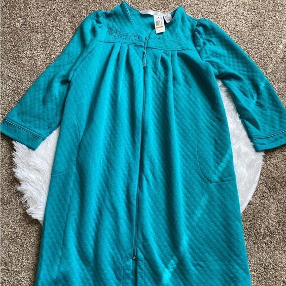 Jasmine Rose Zip Front Coverup Housecoat Robe Nightgown Pajamas New Petite Small - Picture 7 of 11